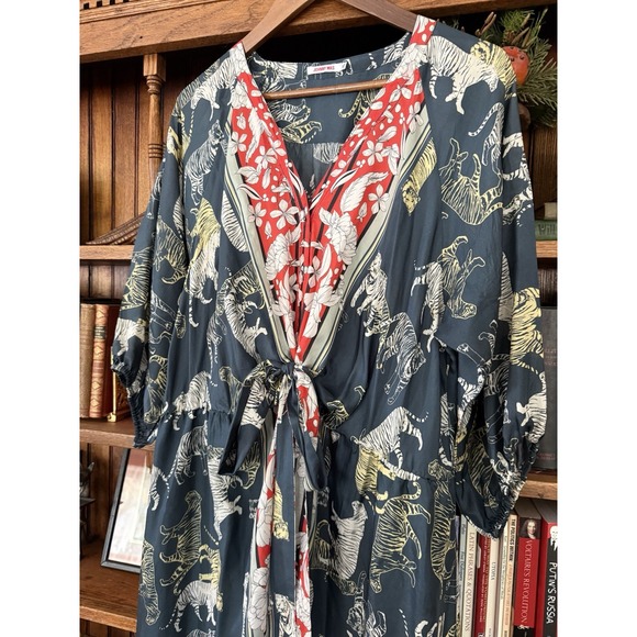 JOHNNY‎ WAS Ada Slip Dress Silk Tiger Flowy XL $799 - Picture 2 of 16